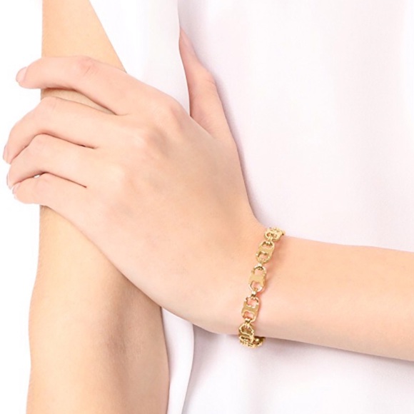 TORY BURCH • Delicate Gemini Link Bracelet Cuff - Picture 2 of 5